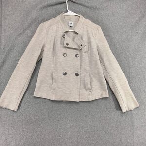 cAbi Charlie Moto Jacket Womens Size Small Beige Heathered Ponte Knit Oatmeal